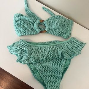 Montce Turquoise Crotchet Bikini Set - Top and Bottom (S)